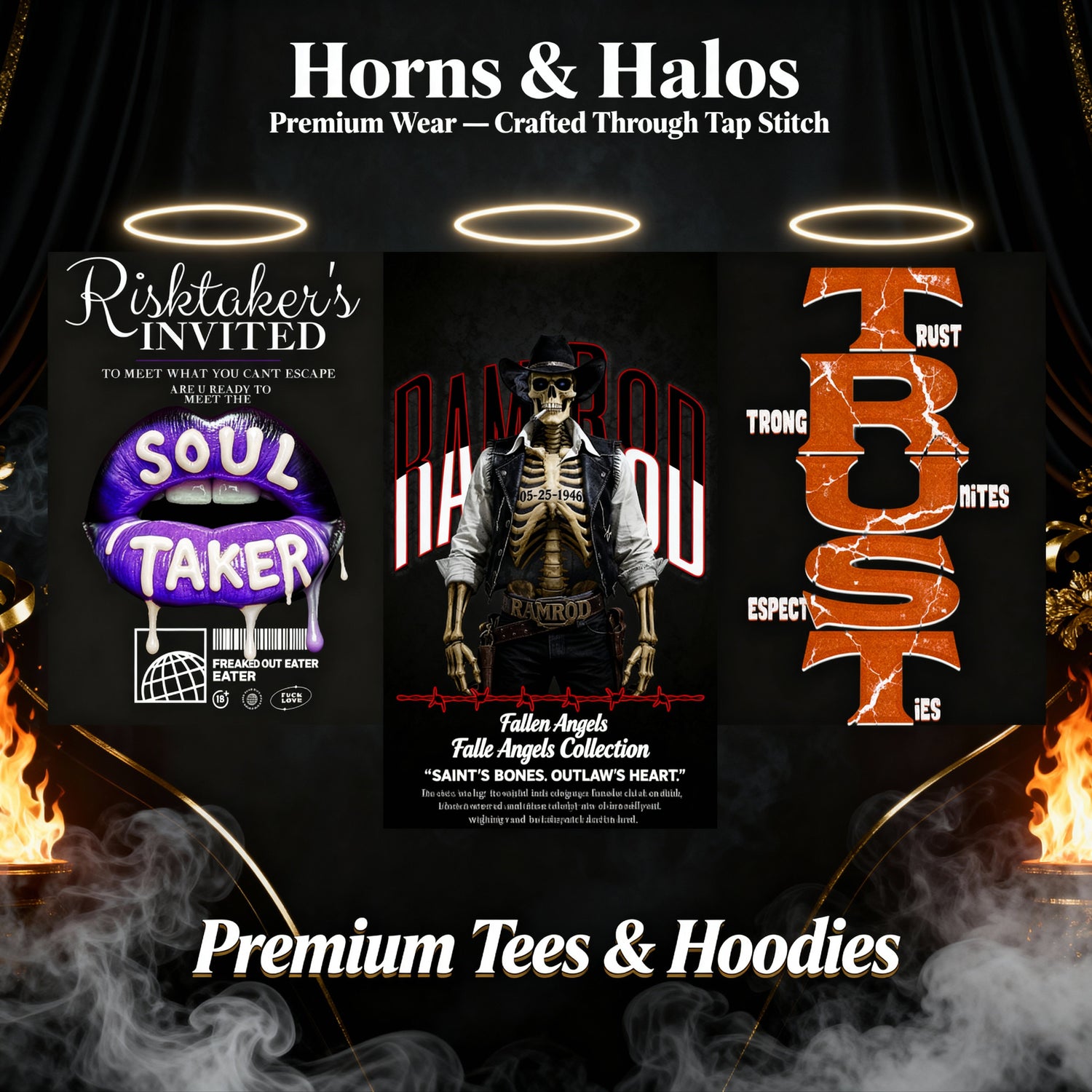 Horns&Halos Premium Wear — Crafted Through Tap Stitch