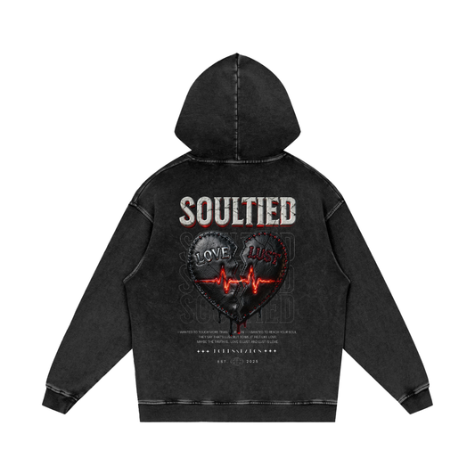 Soul Tied Snow Washed Loose Cotton Hoodie
