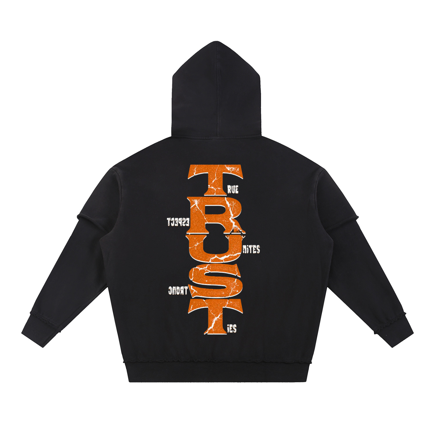 Trust Snow Washed Raw Edge Double Layered Hoodie