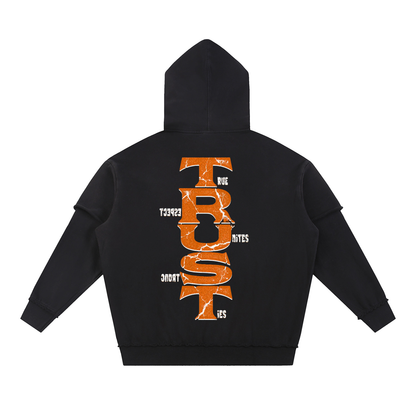 Trust Snow Washed Raw Edge Double Layered Hoodie