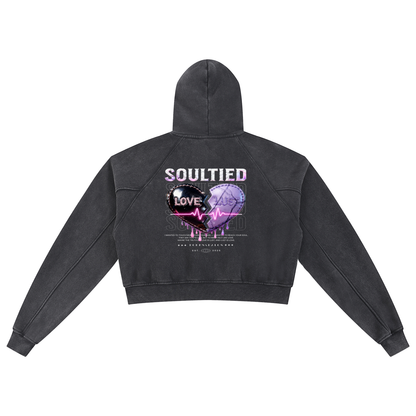 SoulTied Snow Washed Cropped Hoodie